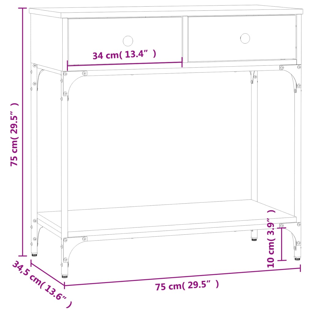 Konsollbord 75x34,5x75 cm konstruert tre - svart, 100 x 34,5 x 75 cm, 1 - number 11.