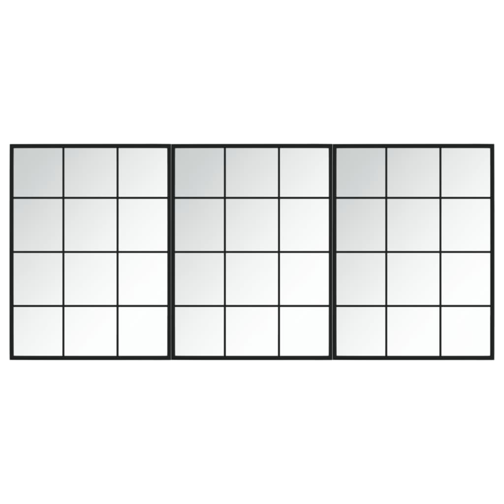 Vægspejl 3 stk. 80x60 cm metal sort - number 2.