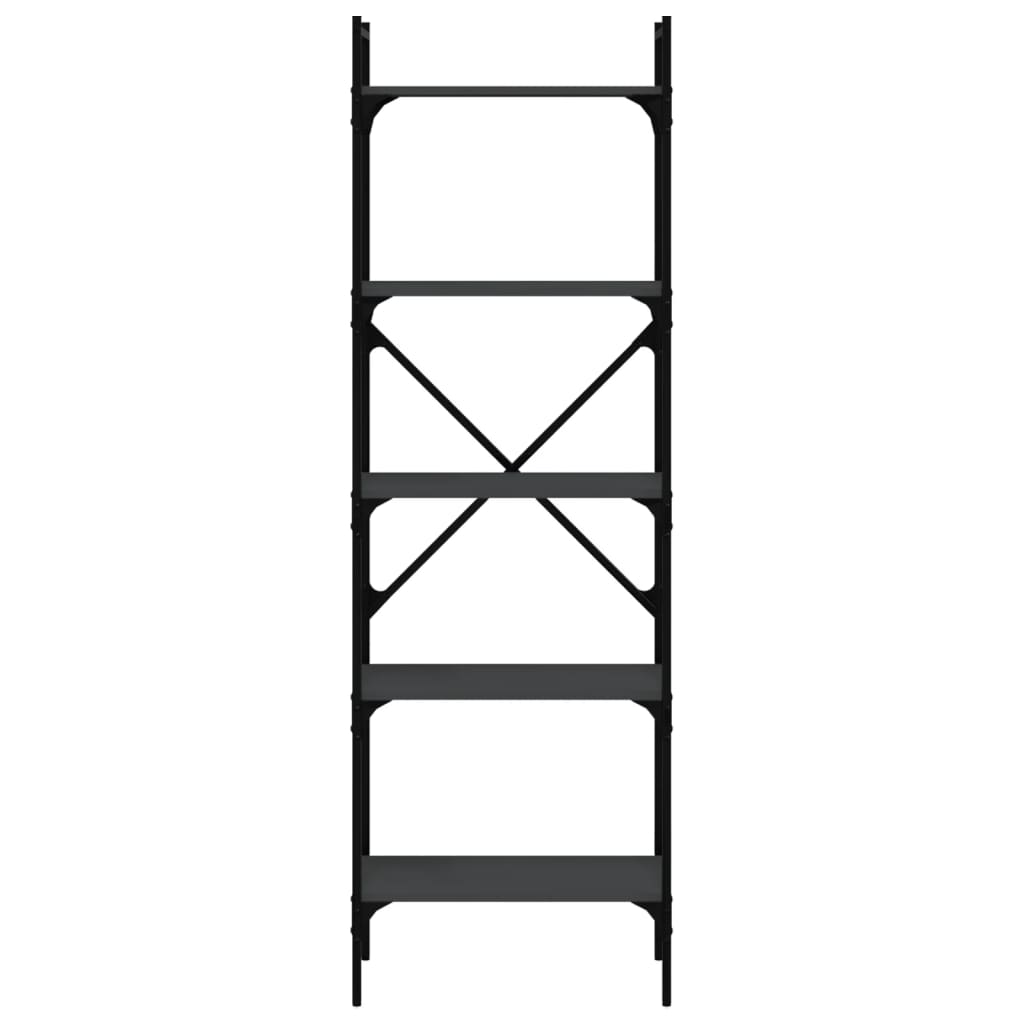 Bogreol med 5 hylder 56x31,5x174 cm konstrueret træ - sort, 1, 174 cm - number 4.