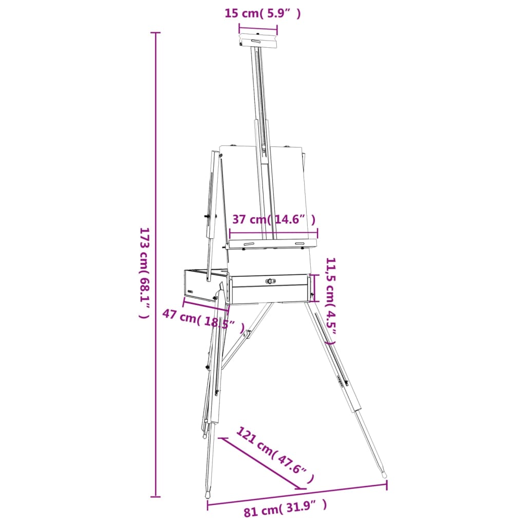Caballete 81x121x173 cm madera maciza de haya - number 12.