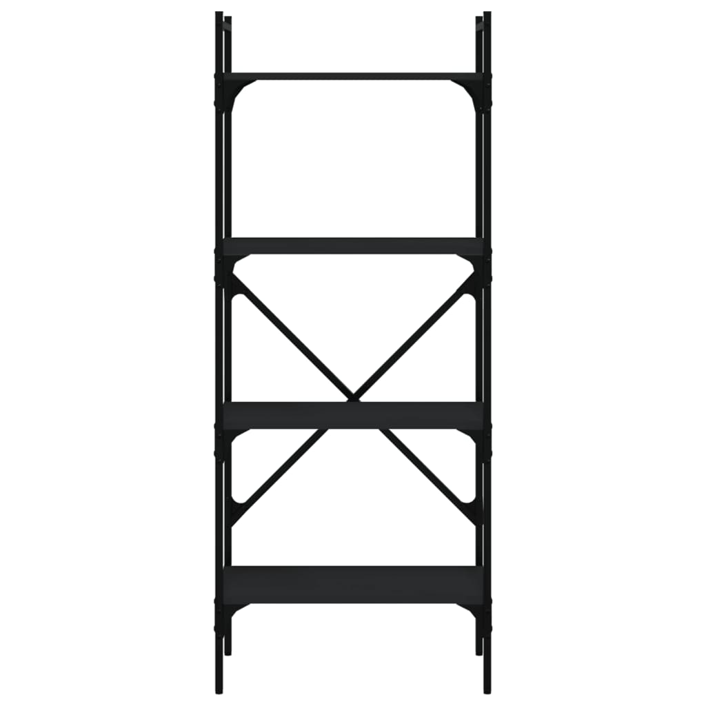 Bogreol med 4 hylder 56x31,5x138,5 cm konstrueret træ - sort, 1, 138.5 cm - number 4.