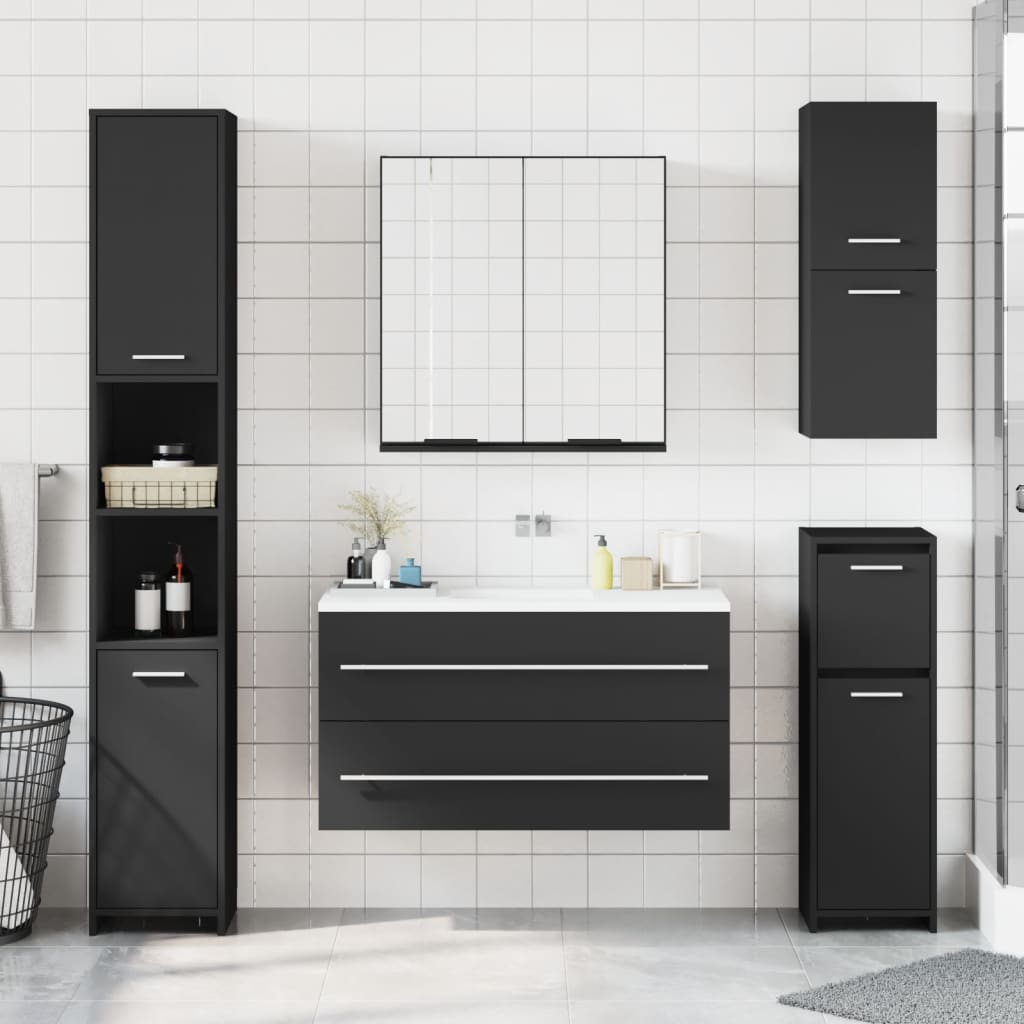 Kupaonski ormarić s ogledalom 64x20x67 cm izrađeno drvo crna - number 3.