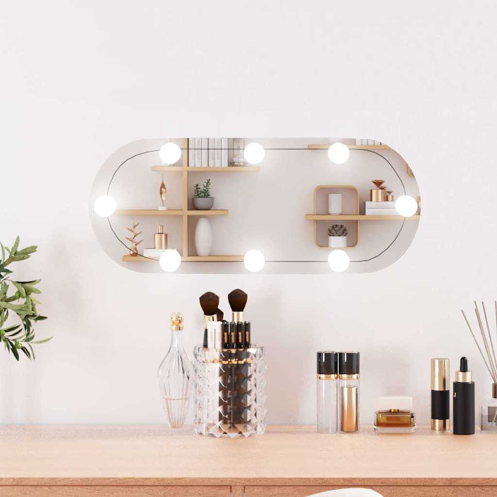 Miroir mural avec verre léger à led - 20 x 50 cm, 1, avec led, ovale - number 1.