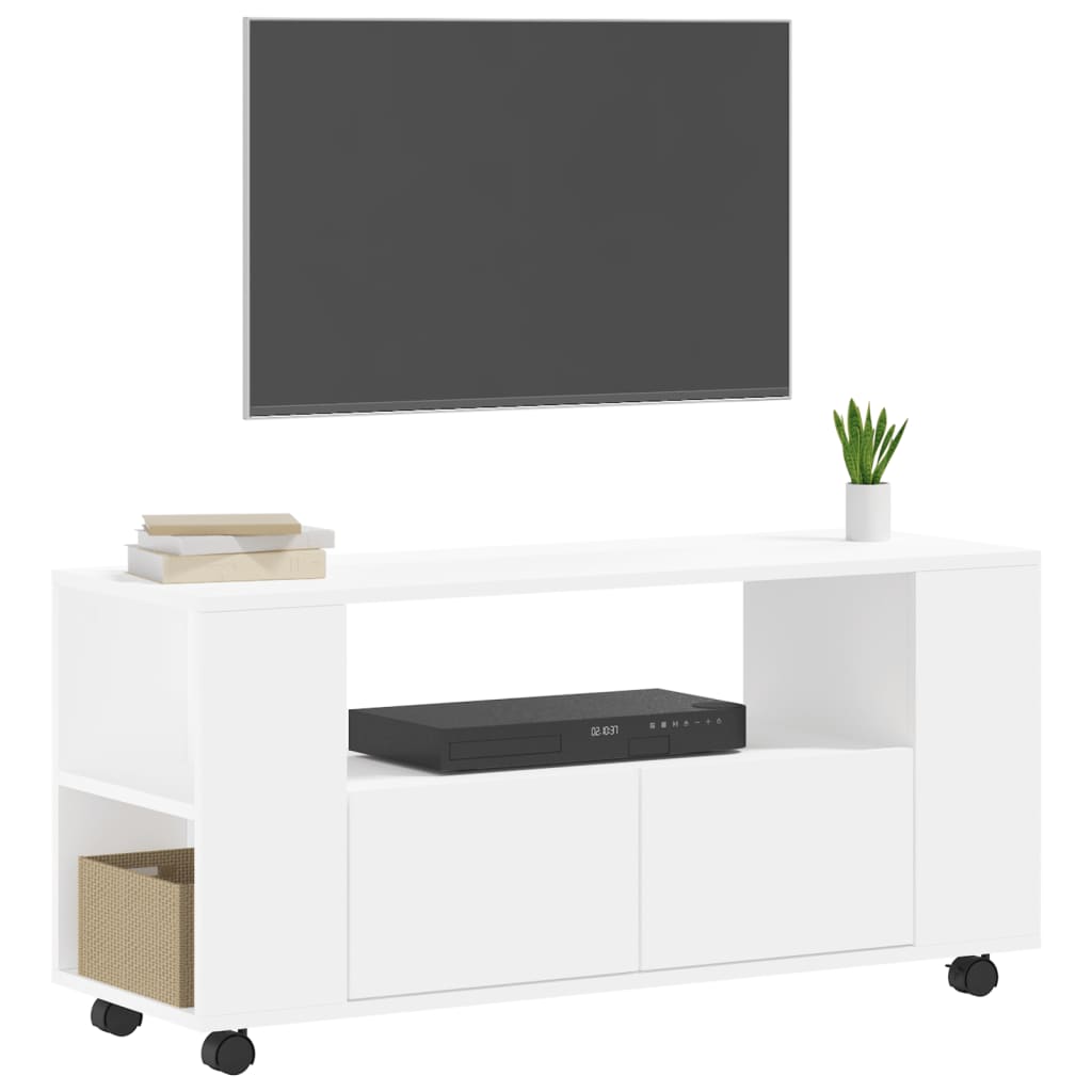 Tv-bord 102x34,5x43 cm konstrueret træ - hvid, 1 - number 3.