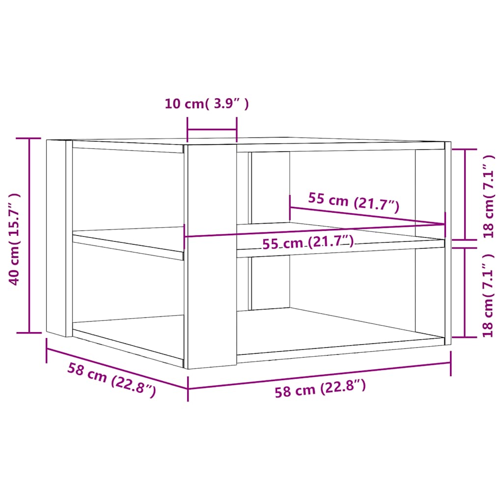 Sofabord 59,5x59,5x40 cm konstrueret træ - sort, 1 - number 9.