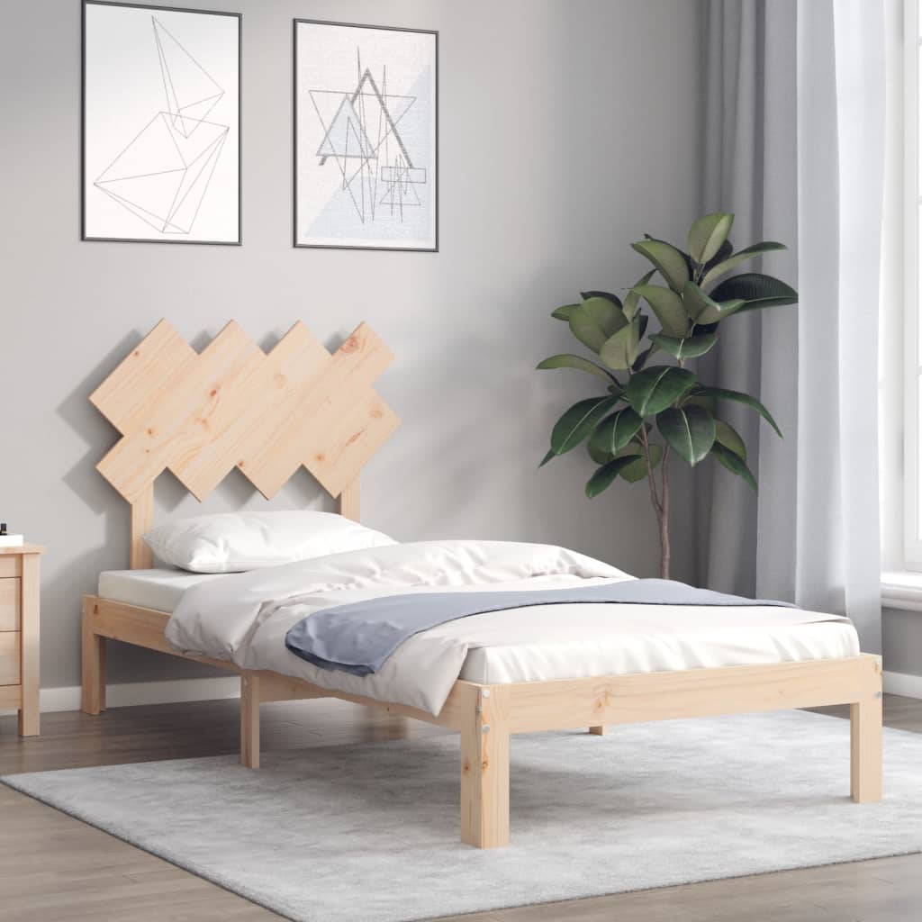 Bed frame with bed heading single solid wood - natural colored, 90 x 190 cm, ooo 11 - number 3.