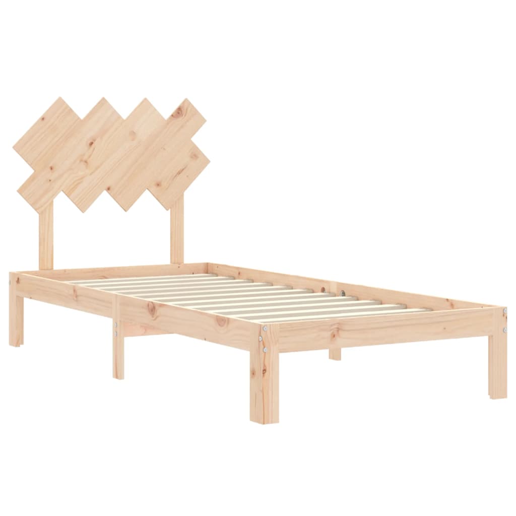 Bed frame with bed heading single solid wood - natural colored, 90 x 190 cm, ooo 11 - number 5.