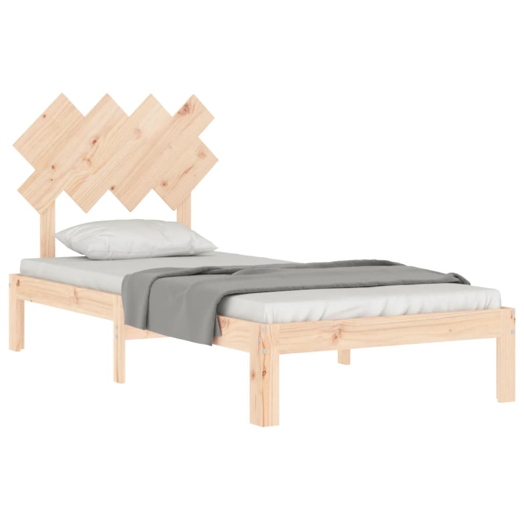 Bed frame with bed heading single solid wood - natural colored, 90 x 190 cm, ooo 11 - number 4.