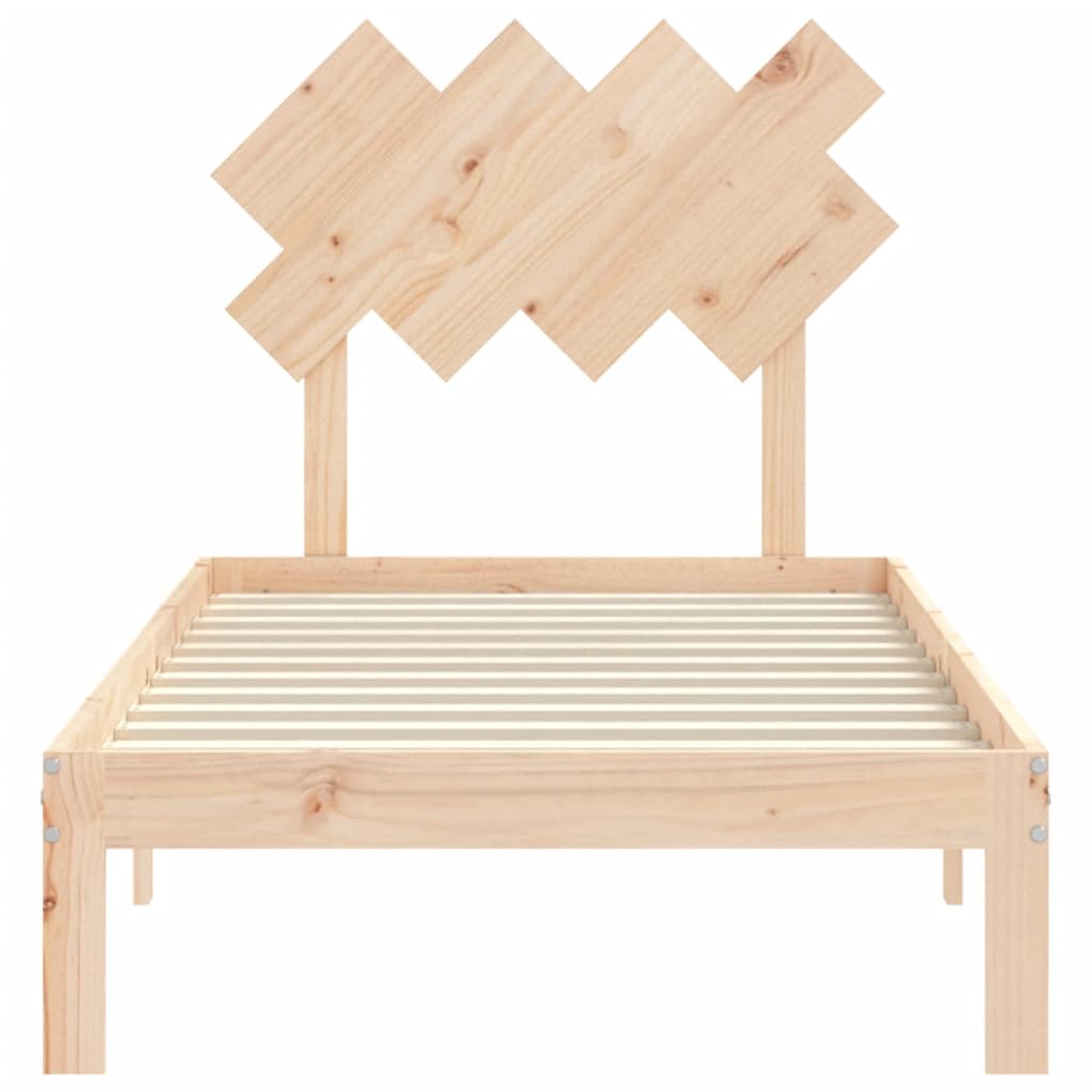 Bed frame with bed heading single solid wood - natural colored, 90 x 190 cm, ooo 11 - number 6.