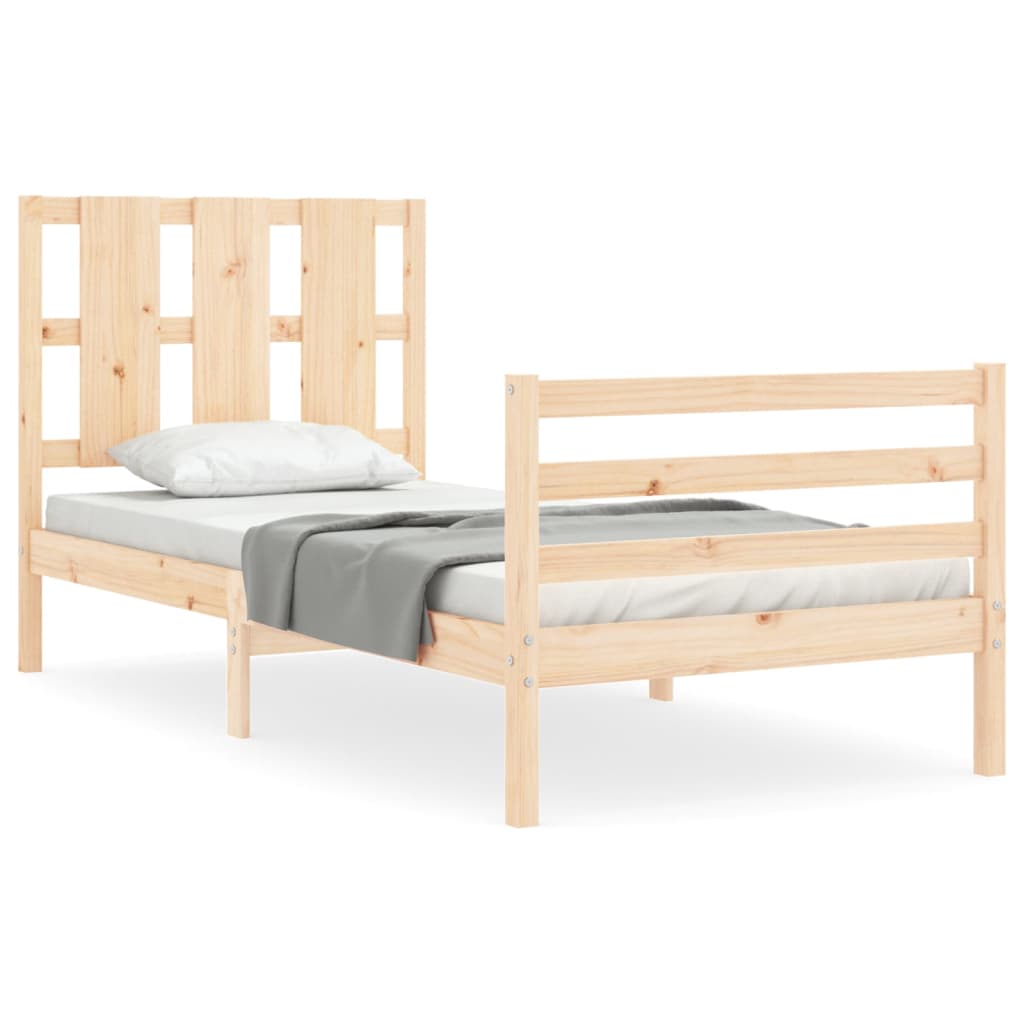 Bed frame with headboard single solid wood - natural colored, 90 x 190 cm, ooo 19 - number 2.
