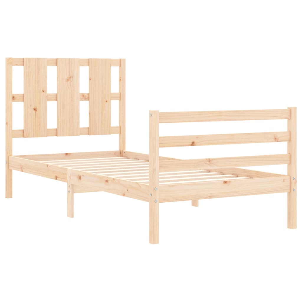 Bed frame with headboard single solid wood - natural colored, 90 x 190 cm, ooo 19 - number 5.