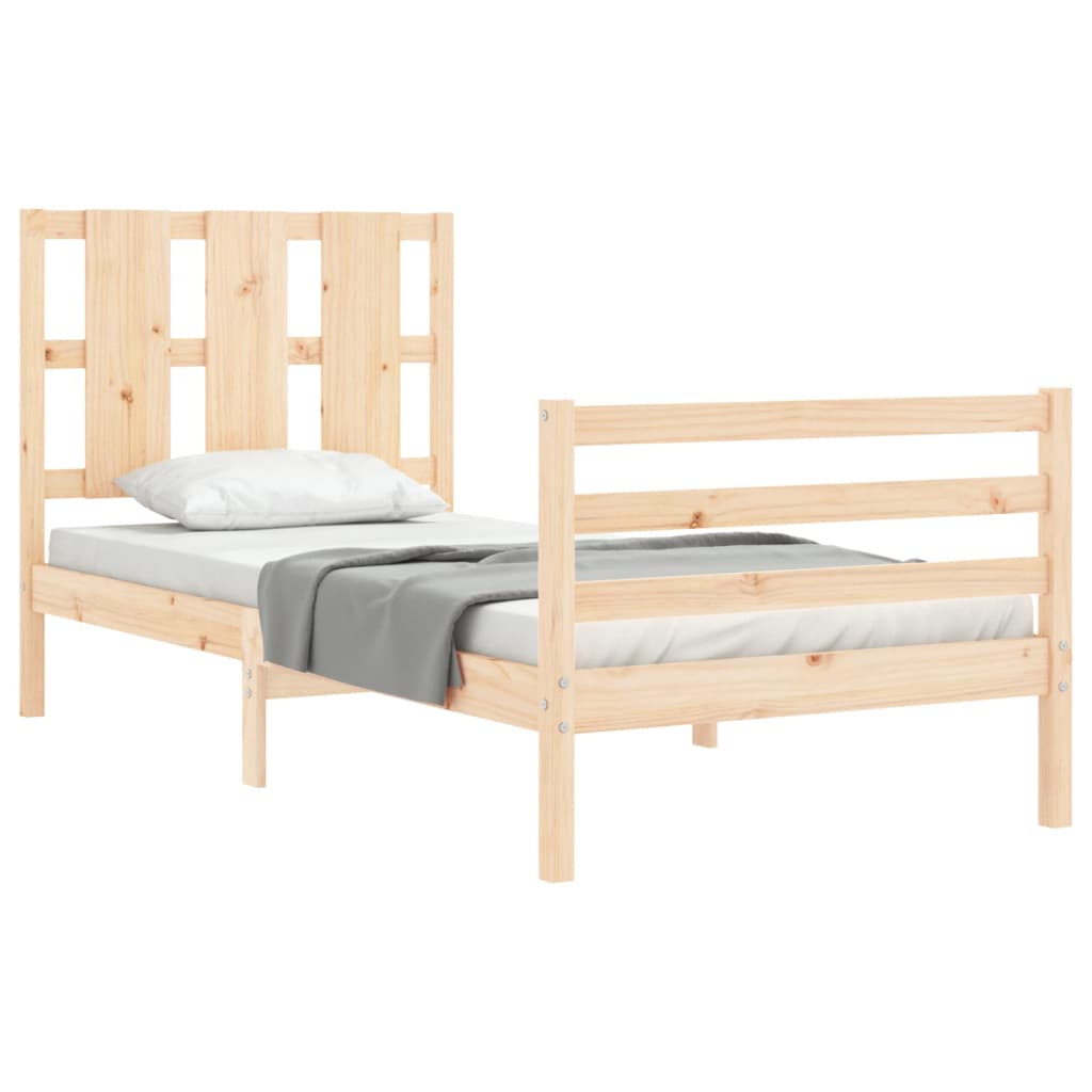 Bed frame with headboard single solid wood - natural colored, 90 x 190 cm, ooo 19 - number 4.