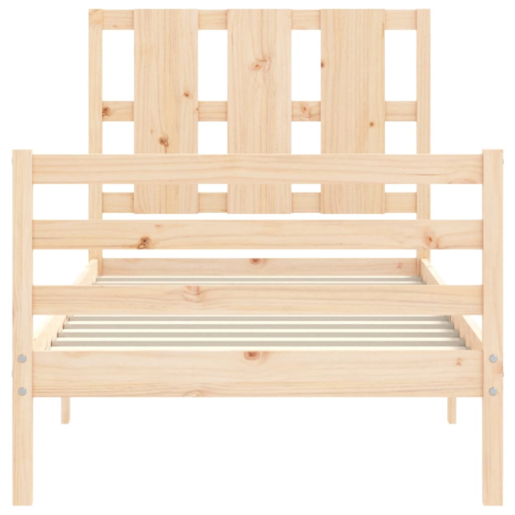 Bed frame with headboard single solid wood - natural colored, 90 x 190 cm, ooo 19 - number 7.