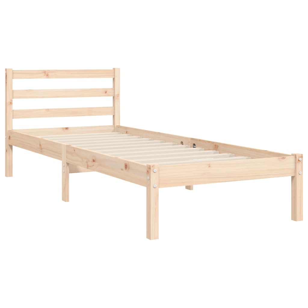 Bed frame with headboard single solid wood - natural colored, 90 x 190 cm, ooo 19 - number 8.