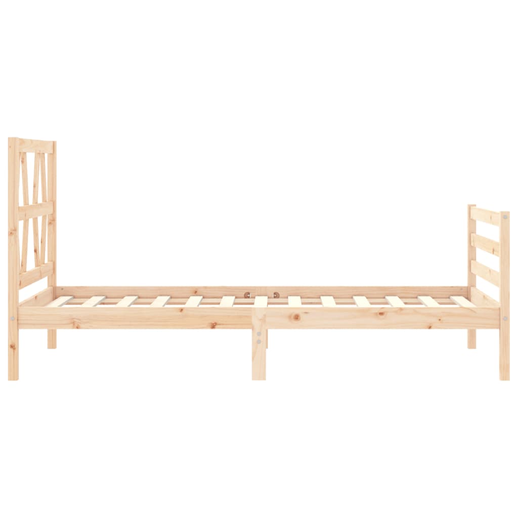 Cadre de lit avec table de chevet bois massif simple - couleur naturelle, 90 x 190 cm - number 6.