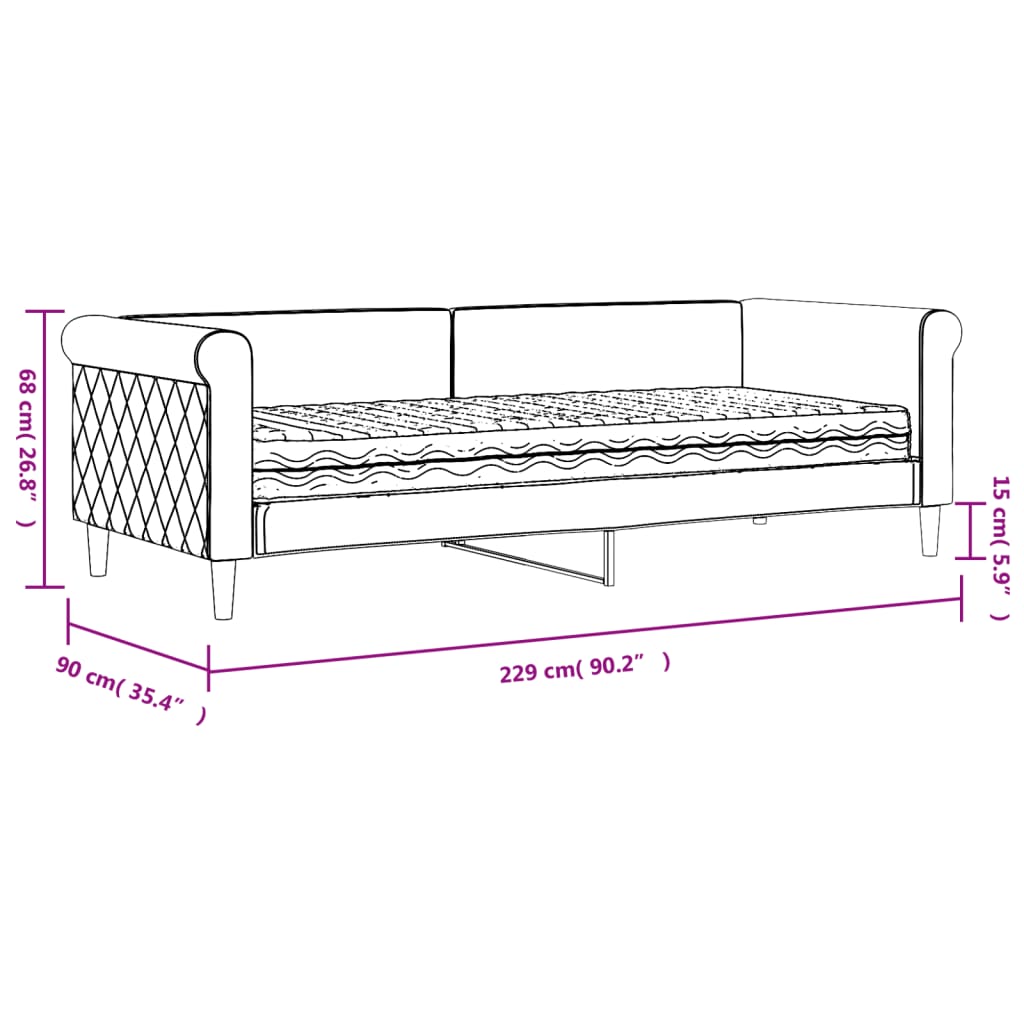 Daybed velor - blue, 80 x 200 cm, z materacem - number 12.