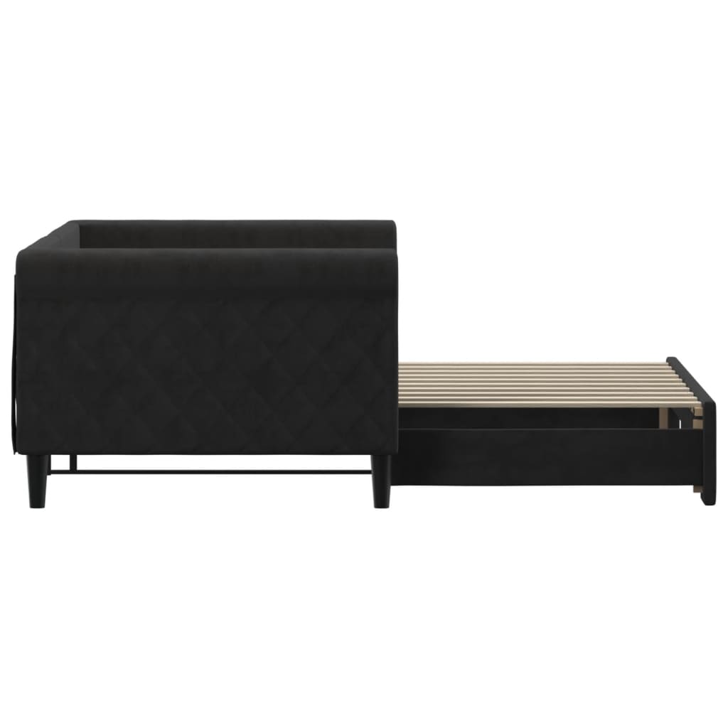 Daybed velour - svart, 90 x 190 cm, med trekk -out - number 4.