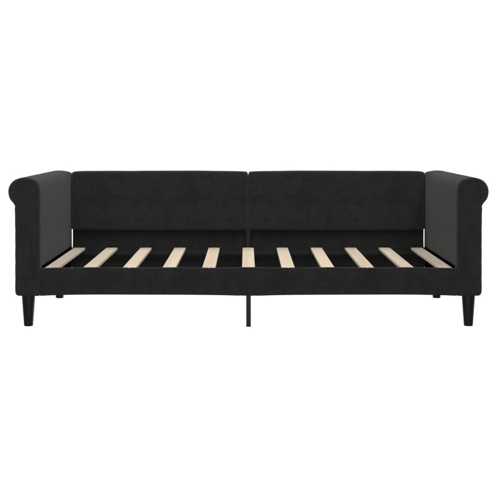 Daybed velour - svart, 90 x 190 cm, med trekk -out - number 7.