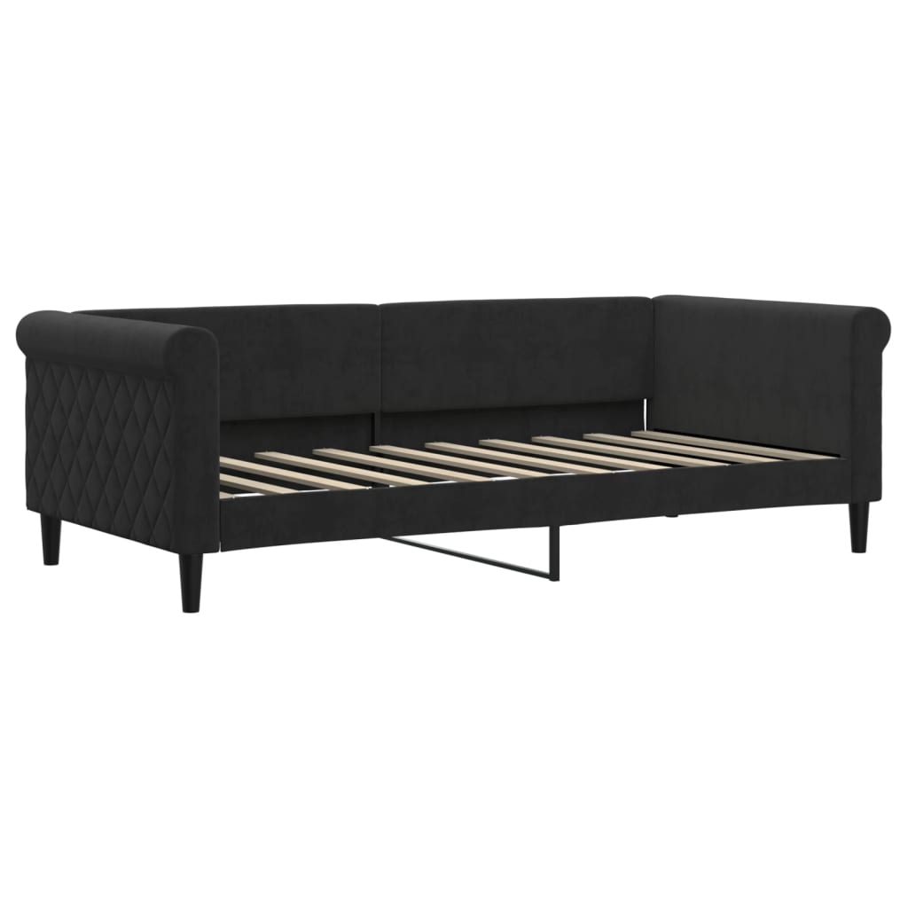 Daybed velour - svart, 90 x 190 cm, med trekk -out - number 6.