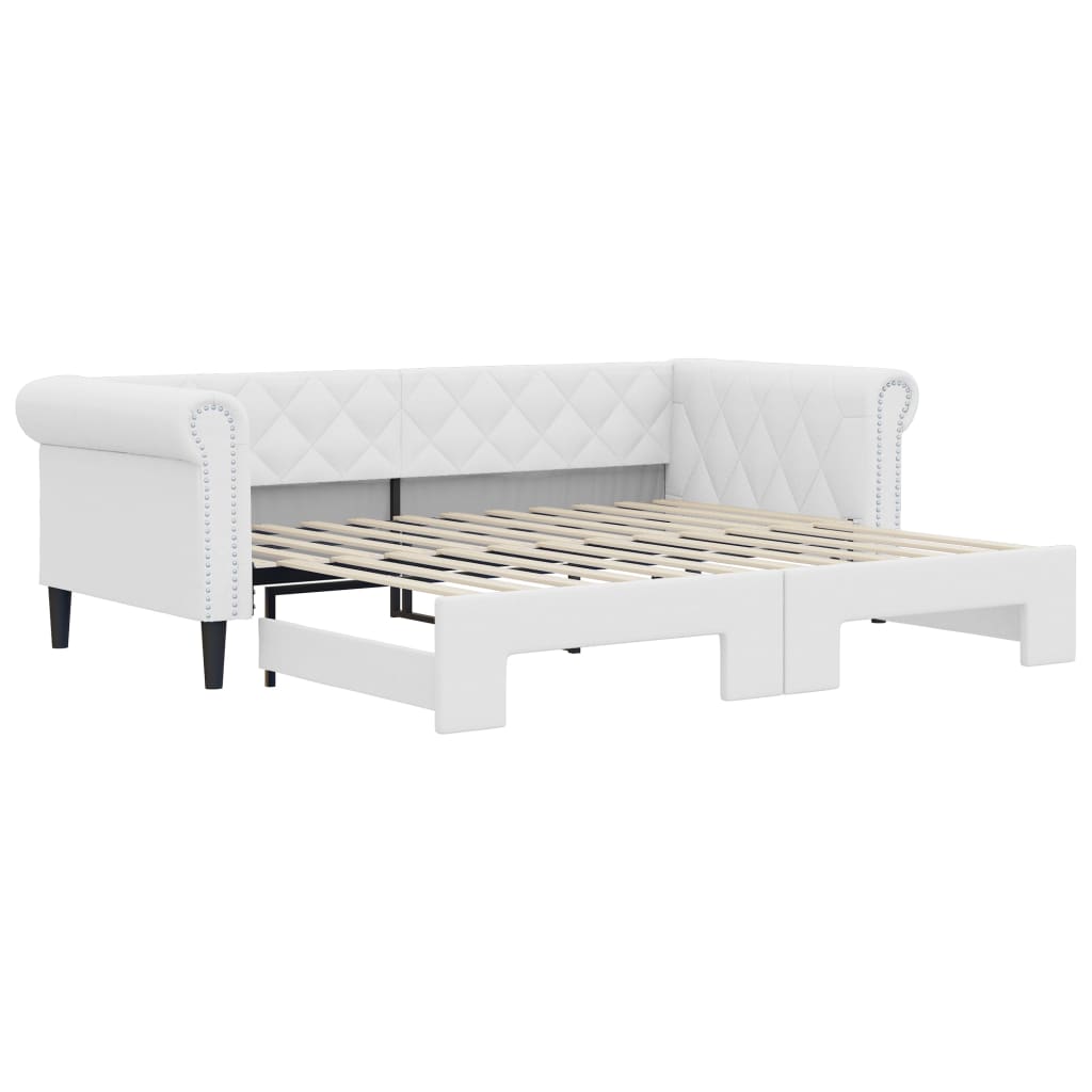 Daybed kunstlæder - hvid, 90 x 200 cm, med udtræk - number 2.