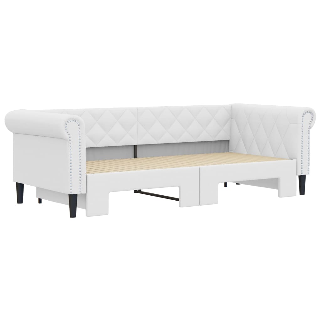 Daybed kunstlæder - hvid, 90 x 200 cm, med udtræk - number 3.