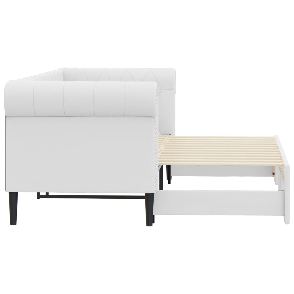 Daybed kunstlæder - hvid, 90 x 200 cm, med udtræk - number 4.