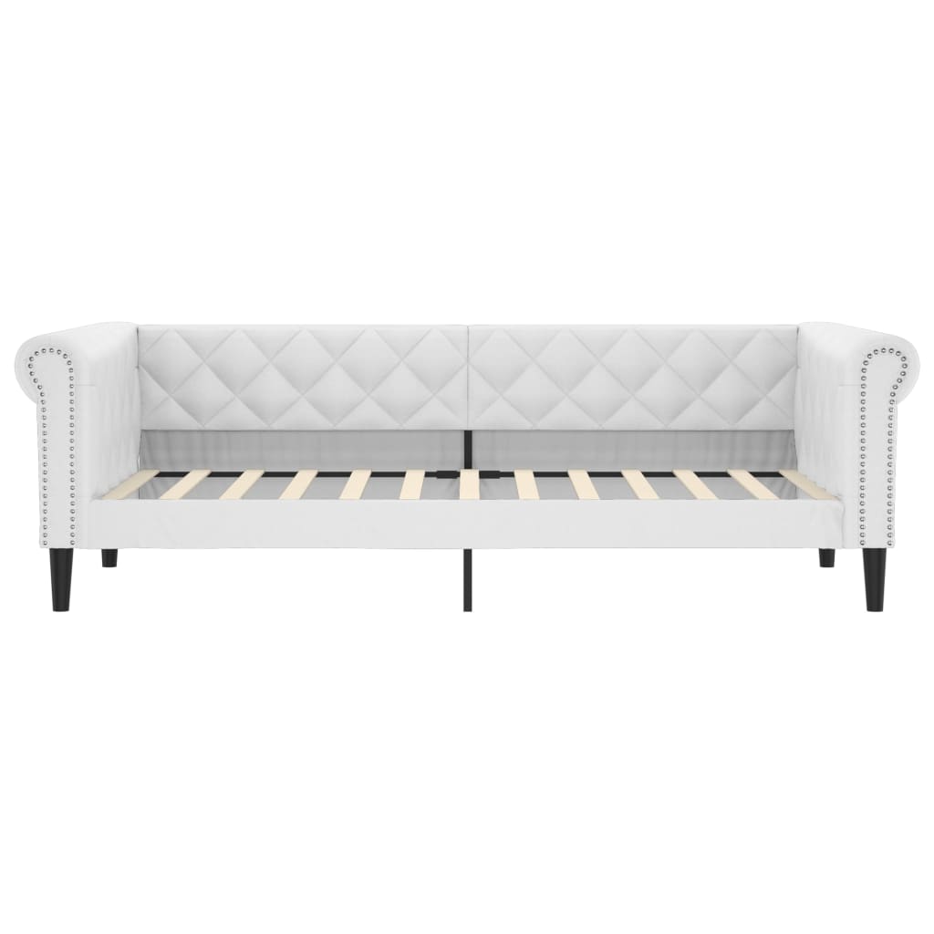 Daybed kunstlæder - hvid, 90 x 200 cm, med udtræk - number 7.