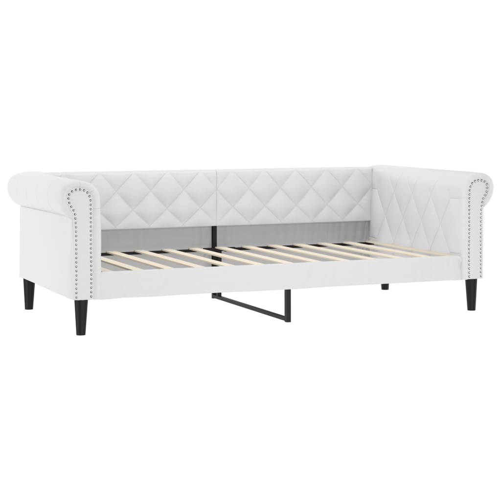 Daybed kunstlæder - hvid, 90 x 200 cm, med udtræk - number 6.