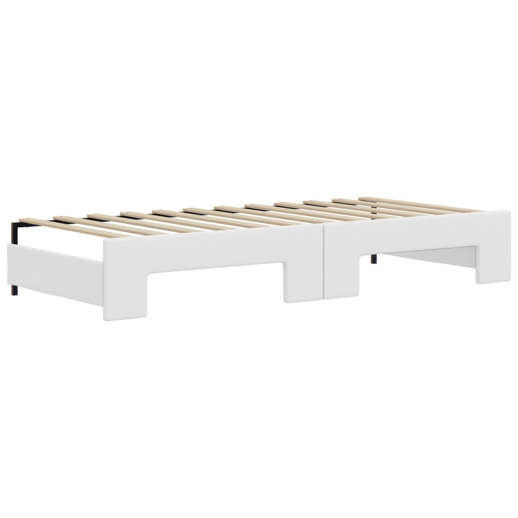 Daybed kunstlæder - hvid, 90 x 200 cm, med udtræk - number 8.