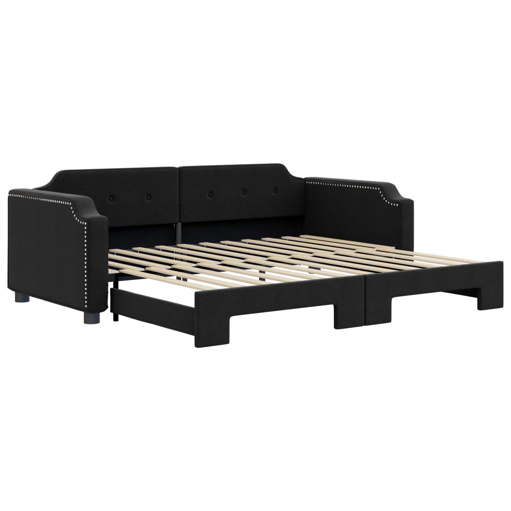 Daybed stoff - svart, 100 x 200 cm, med forlengelse - number 2.