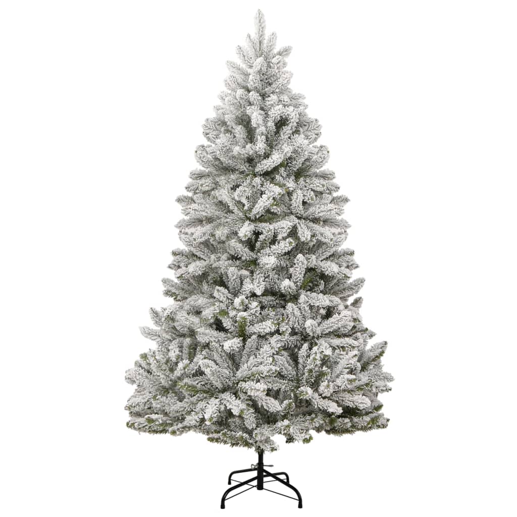 Sapin de noël artificiel avec charnières à neige - vert et blanc, 270 cm, 1, base - number 2.