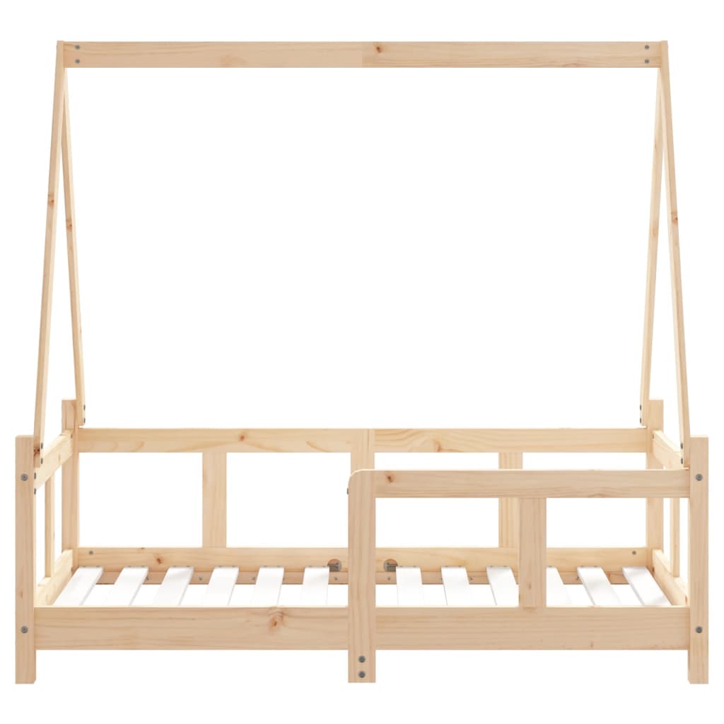 Sengeramme til juniorseng massivt fyrretræ - naturfarvet, 70 x 140 cm - number 5.