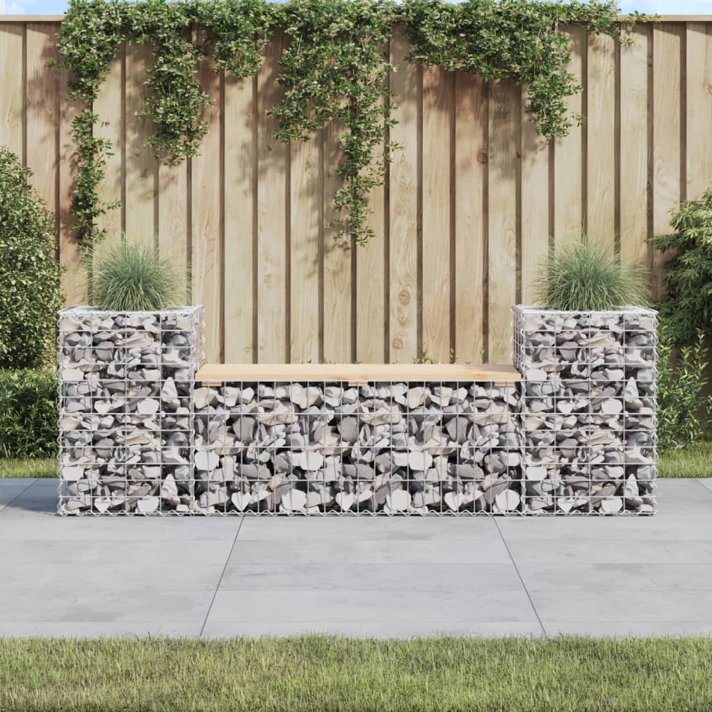 Hagebenk med gabion design 183x41x60,5 cm massiv furu - number 1.
