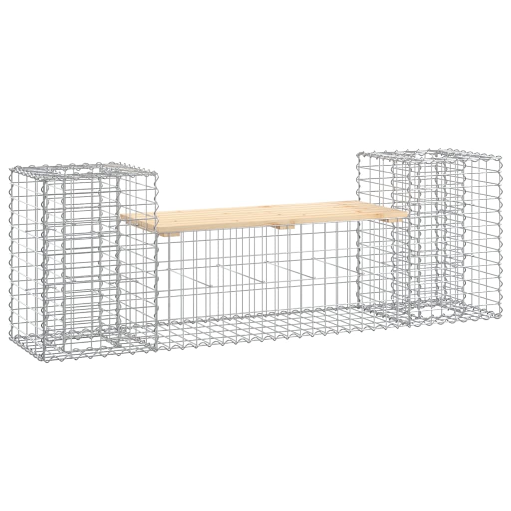 Hagebenk med gabion design 183x41x60,5 cm massiv furu - number 2.