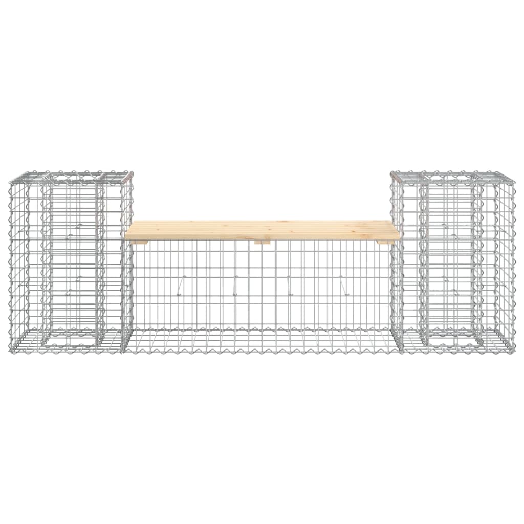 Hagebenk med gabion design 183x41x60,5 cm massiv furu - number 3.