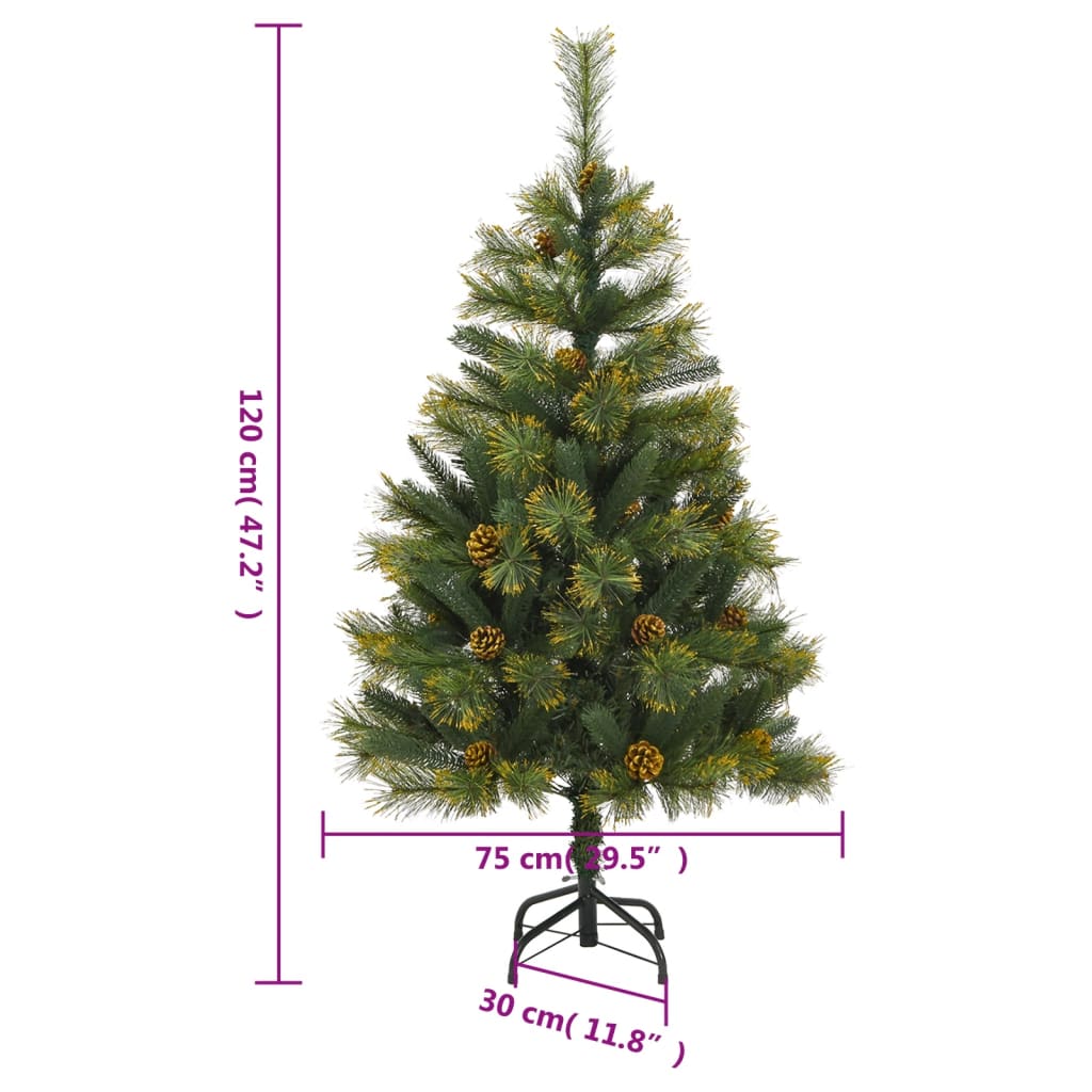 Sapin de noël artificiel avec pommes de pin articulées - 120 cm, 1, base - number 9.