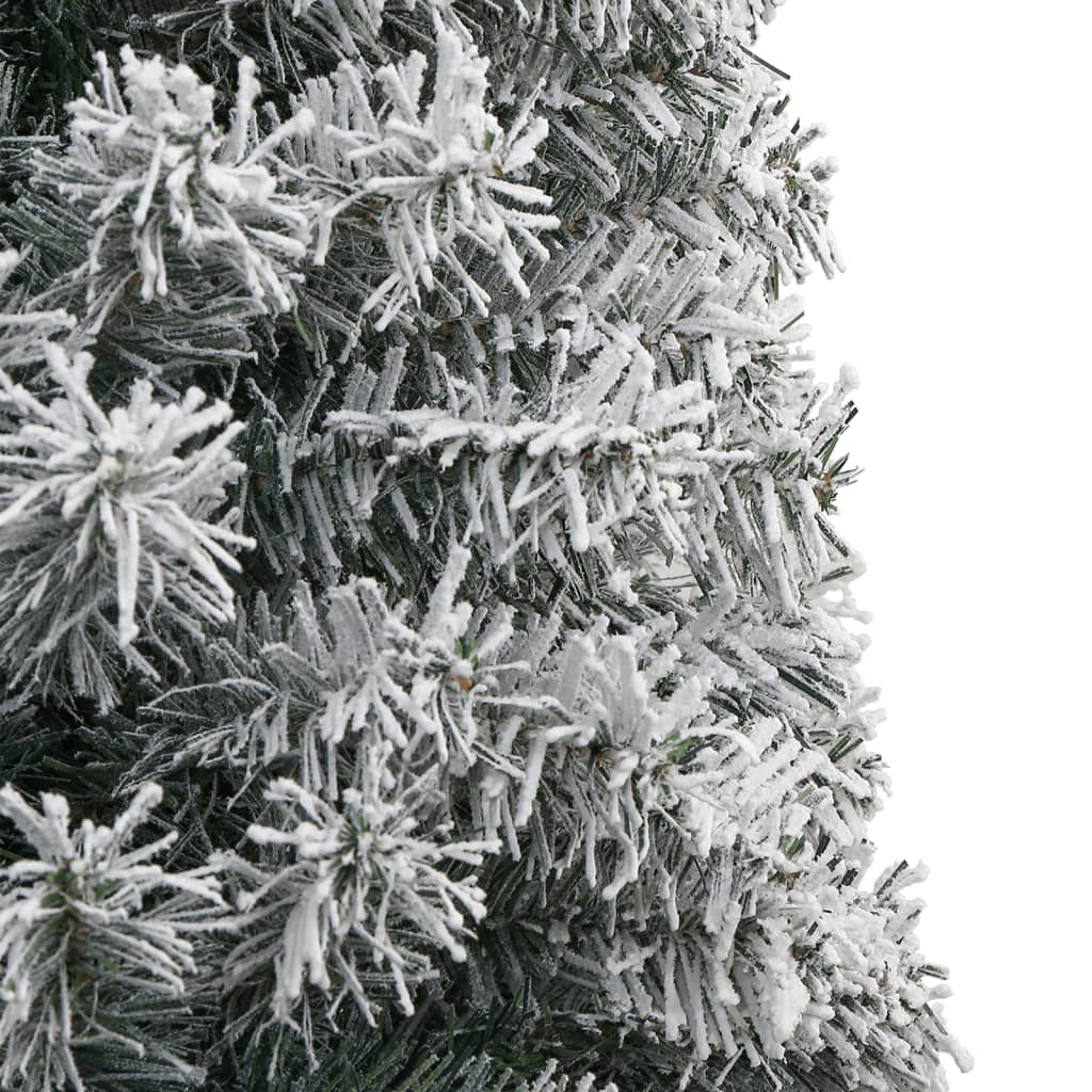 Sapin de noël étroit avec base de sapin de noël et neige pvc - vert et blanc, 300 cm, 1, avec neige blanche floquée - number 4.