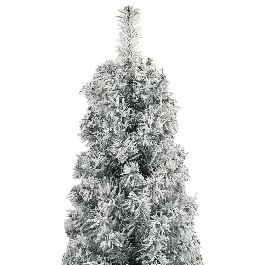 Sapin de noël étroit avec base de sapin de noël et neige pvc - vert et blanc, 300 cm, 1, avec neige blanche floquée - number 3.