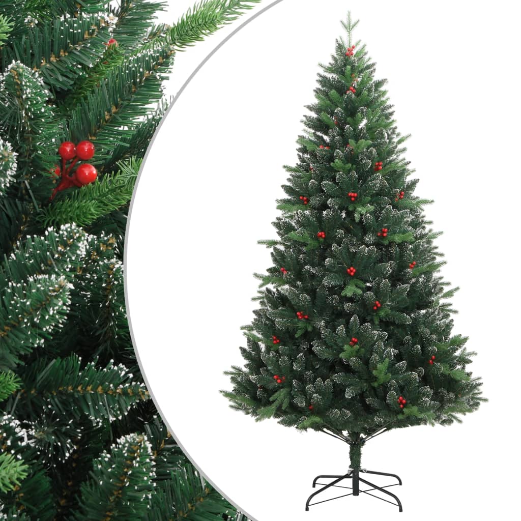 Artificial christmas tree with red berries hinged - 210 cm, 1, base, x - number 1.