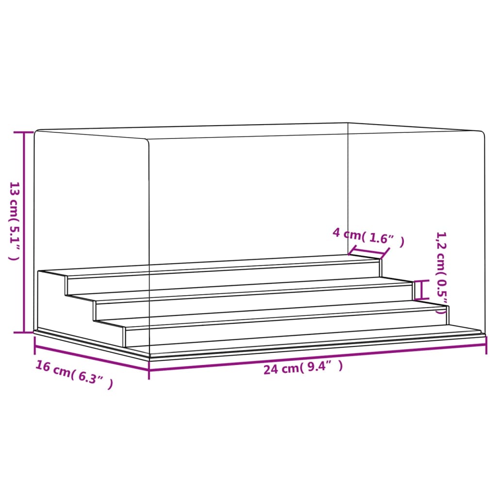 Vitrina 24x16x13 cm akril prozirna - number 6.