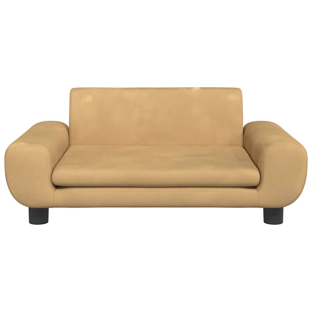 Sofa til børn 70x45x33 cm velour brun - number 3.