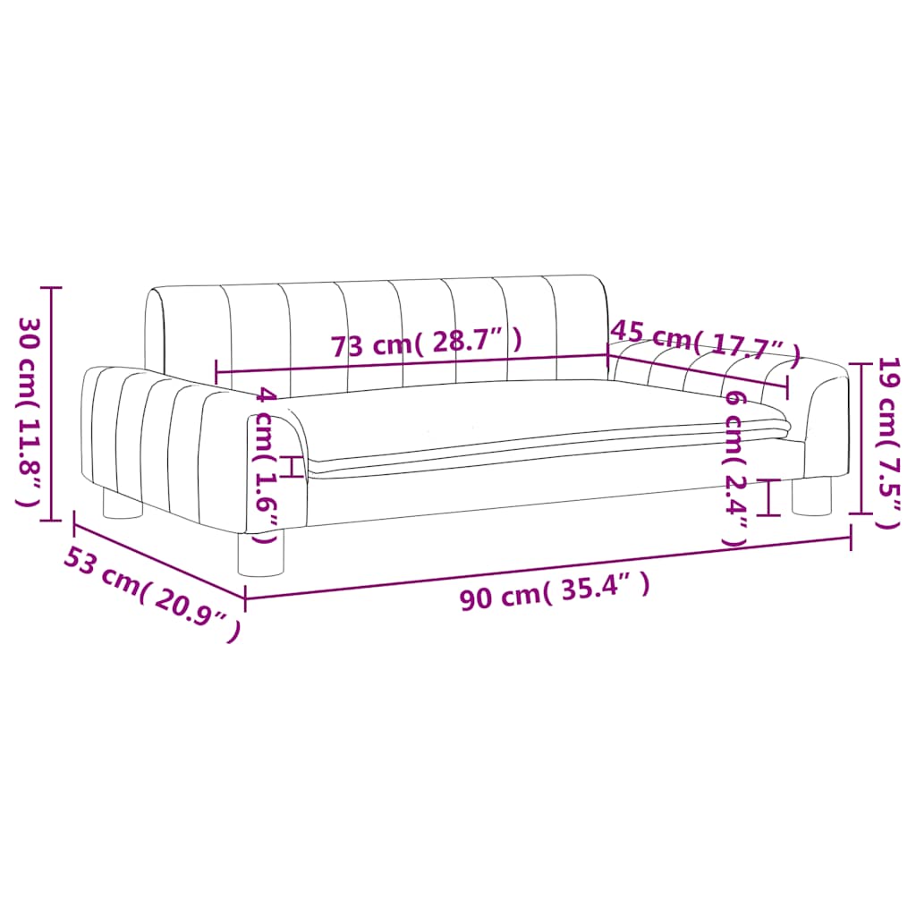 Sofa til børn 90x53x30 cm stof lysegrå - number 7.