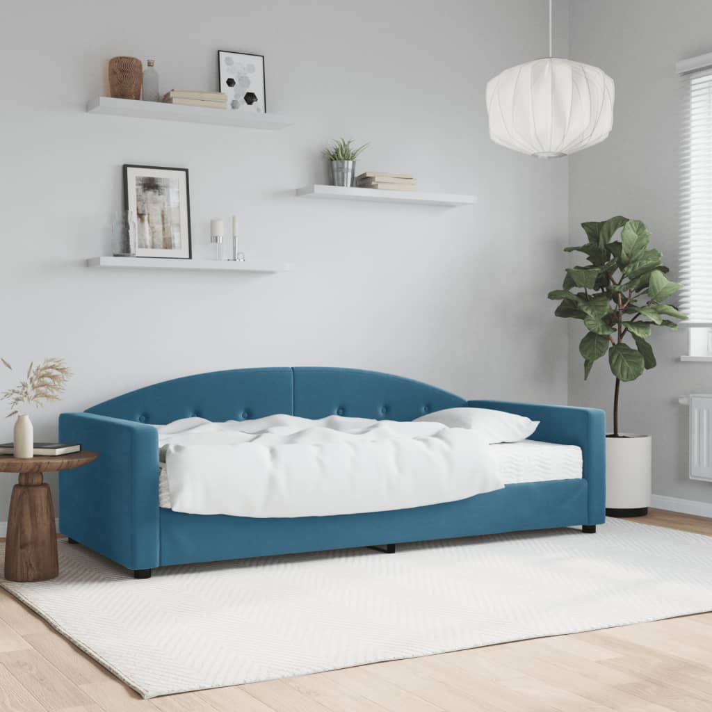 Daybed velour - blå, 90 x 200 cm, med madrass - number 1.