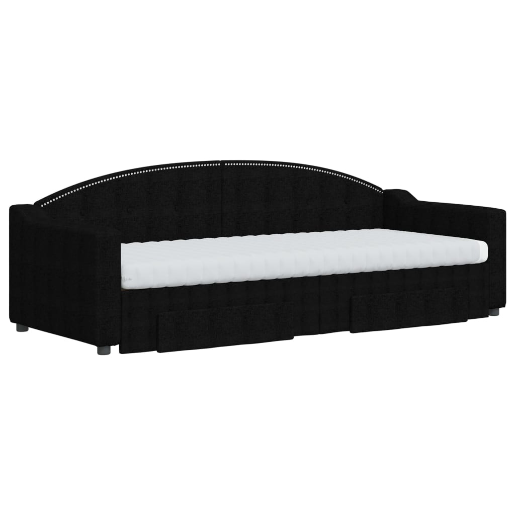 Dagseng med trekk og skuffestoff -svart, 80 x 200 cm, med trekk og skuff og madrass - number 3.