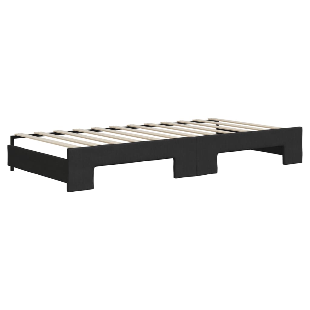 Daybed stoff - sort, 90 x 200 cm, med uttrekk og madrass - number 5.