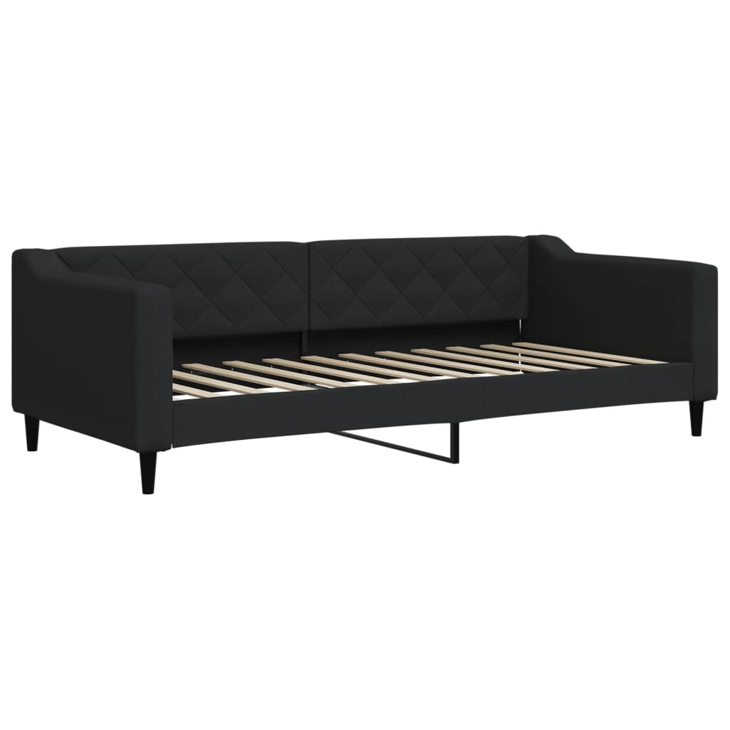 Daybed stoff - sort, 90 x 200 cm, med uttrekk og madrass - number 4.