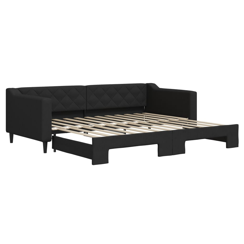 Daybed stoff - svart, 90 x 200 cm, med forlengelse - number 2.