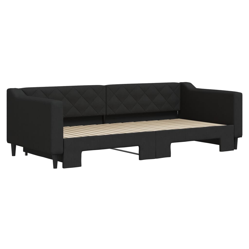 Daybed stoff - svart, 90 x 200 cm, med forlengelse - number 3.