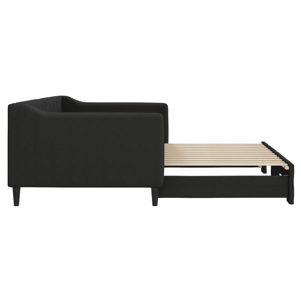 Daybed stoff - svart, 90 x 200 cm, med forlengelse - number 8.