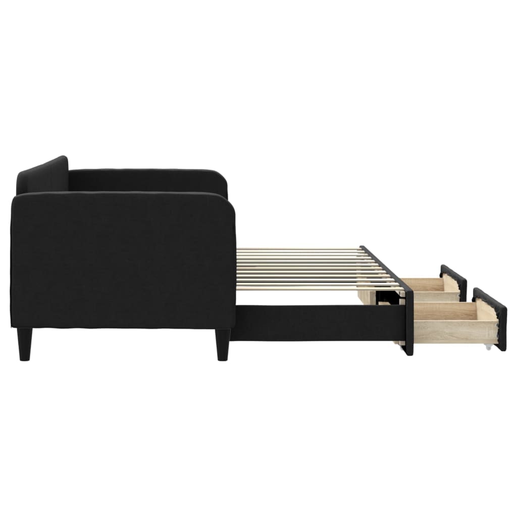 Dagseng med ekstrakt og skuffestoff - svart, 80 x 200 cm, med trekk og skuff - number 4.